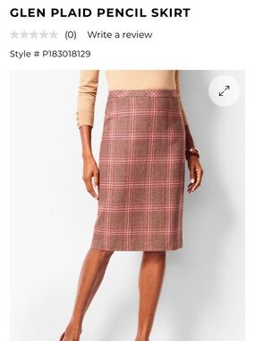 Talbots Pink and Brown Glen Plaid Pencil Skirt